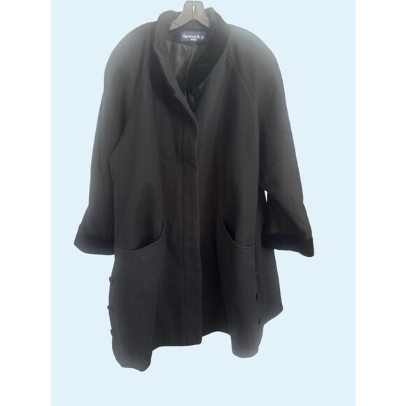 Herman Kay Women's Black Wool Coat Plus Size XL - Picture 1 of 4